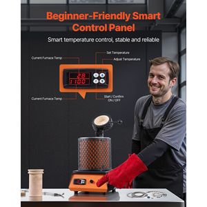 Fornace Elettrica per Fusione Metalli 1500W, 2102°F/1150°C, Macchina per Fusione Gioielli con Crogiolo in Ceramica da 5kg per Fonderia e Forni ad Alta Temperatura - Product Image 5