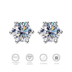 Pendientes de Plata de Ley 925 con Moissanita, Color D, VVS, Chapados en Rodio, Símbolo de Paz, Solitario, Joyería de Regalo para Hombre y Mujer - Product Image 6