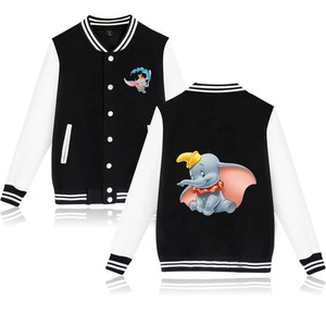 Chaqueta Varsity Ligera de Tela Delgada con Diseño de Parches Estampados de Dumbo, Color Azul Marino y Blanco, Manga Larga, 100% Algodón, Estilo Urbano para Invierno - Product Image 4