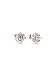 Boucles d'oreilles en diamant cultivé en laboratoire, plaqué or rose 9 carats, taille brillant rond, bijoux de fiançailles et de mariage pour femmes - Product Image 2