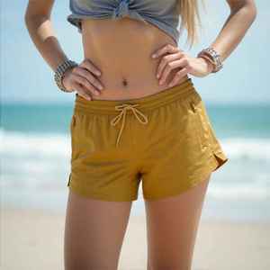 Casual Summer Swim Shorts Breathable Soft Fabric <b>Elastic</b> Waist Relaxed Fit Beach Holiday Outfit Women Beach Short - Product Image 1