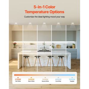 Confezione da 12 Faretti LED da Incasso a Soffitto da 6 Pollici, Senza Cornice, con Selettore 5CCT (2700K/3000K/3500K/4000K/5000K) - Product Image 3