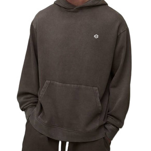 Acid Wash Cotton Fleece Hoodies for <b>Men</b> Oversized Streetwear <b>Pullover</b> Custom Logo Heavyweight Fabric Drawstring Bulk Wholesale - Product Image 3