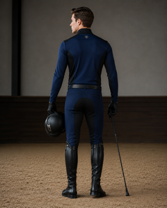 Professional Unisex Equestrian Riding Shirt Pants Set Full Length <b>Knitted</b> Spandex Polyester Breathable Mid Waist Zipper Four-Way - Product Image 3