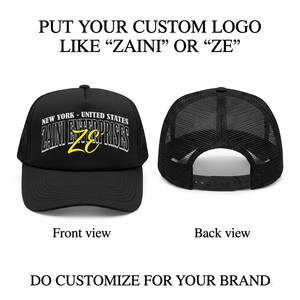 Gorra Trucker Negra ZAINI de 5 Paneles, 280 GSM, Sarga de Algodón, Malla, Logotipo Bordado Personalizado, Cierre Ajustable, Impermeable, Unisex - Product Image 2