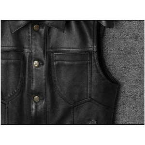 <b>Men's</b> Breathable Motorcycle Outer Wear Premium Quality <b>Leather</b> Sleeveless <b>Vest</b> for Motocross Biker Riders - Product Image 6