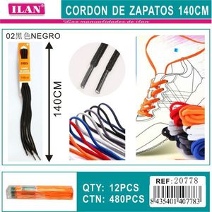 Ilan Shoelace 140Cm Black For Sneakers - Product Image 3