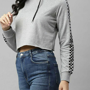 Stylish Hooded Full-Sleeve Cotton Fleece Sweatshirts for Women Customized Logo Printed Badge Eco-Friendly Crop <b>Top</b> Hoodie <b>Winter</b> - Product Image 6