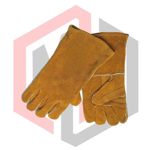 Guantes de Soldadura de Piel de Vacuno Reforzados con Costuras, Protección Anti-Impactos en el Pulgar, Resistentes al Calor y a Desgarros, Puño Plano - Product Image 3