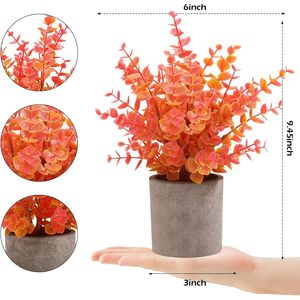 Lot de 2 petites plantes artificielles d'eucalyptus pour la décoration d'automne, pour la maison, les étagères, le bureau, la salle de bain, le bureau, style ferme, plantes artificielles en pot - Product Image 2