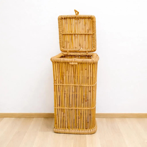Handmade Bamboo Laundry <b>Hamper</b> Tall Rattan Clothes Storage with Lid Eco Friendly Woven <b>Basket</b> OEM Supplier Vietnam - Product Image 5