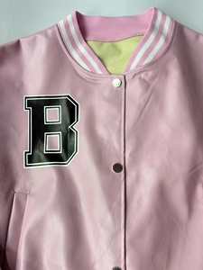 Wholesale Leather Custom Logo Front Women's Vintage Style Cropped Varsity Jacket Solid Winter New Cropped Style Autumn Wear - Product Image 3