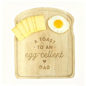 Toast Shaped Wood Breakfast Board with <b>Egg</b> Holders Engraved Fathers Day Gift Novelty Serving Tray Manufacturer Direct - Product Image 2