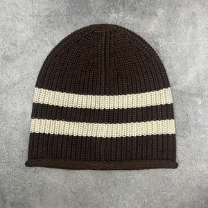 Striped Beanie Custom Rib Knit <b>Winter</b> <b>Cap</b> Wholesale Private Label Headwear Manufacturer Logo Supplier for USA EU Fashion Brands - Product Image 6