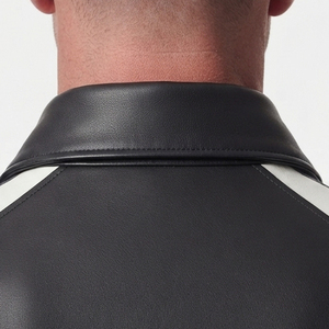 Blouson de moto en cuir PU pour homme avec fermeture éclair sur le devant, personnalisable - Product Image 5