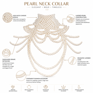 Collar de Perlas Artificiales de Moda con Colgante de Hombro, Collar de Perlas para Fiesta o Boda - Product Image 6