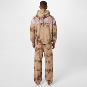 Ensemble survêtement homme marron : sweat à capuche zippé et pantalon large avec empiècements contrastants – Style streetwear deux pièces - Product Image 2