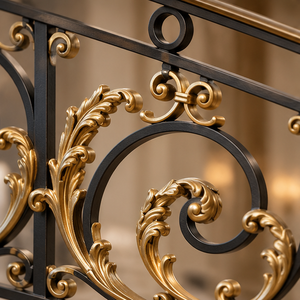 Rampe d'escalier en bronze doré pour hôtels de luxe, villas, escaliers et intérieurs architecturaux haut de gamme - Product Image 2