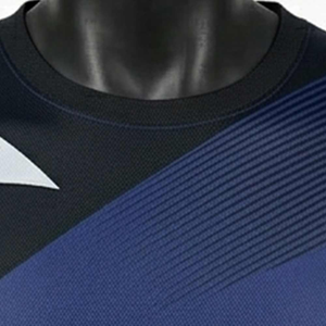 Camiseta de Manga Corta con Cuello Redondo y Estampado Geométrico Azul y Negro para Hombre, de Secado Rápido, Tejido Deportivo, Corte Regular - Product Image 5