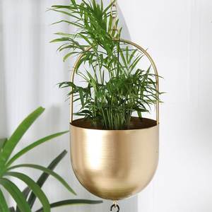 Decorative Brass finished Bowl Hanging <b>Planter</b> with Metal Chains - Product Image 5
