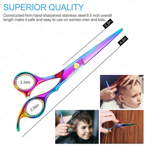 กรรไกรตัดผมสีรุ้งพรีเมียม ขนาด 6 นิ้ว ผลิตจากเหล็กกล้าคาร์บอนสูง สำหรับช่างมืออาชีพ - Product Image 3