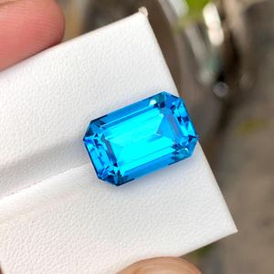 Topaze bleue naturelle taille émeraude, pierre précieuse en vrac pour la fabrication de bijoux, pierre pour bague, pendentif, boucles d'oreilles - Product Image 1