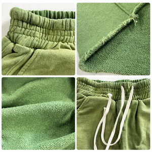 Shorts de jogging personnalisés pour hommes, effet délavé, style vintage, en tissu Oxford, avec cordon de serrage, 100% coton, imperméables - Product Image 3