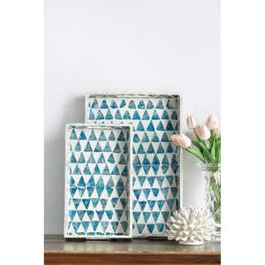 Plateau de service rectangulaire bleu en résine, motif Art Déco végétal, pour mariage - Product Image 4