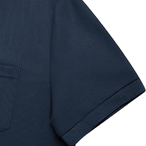 Polo à manches courtes pour homme, couleur unie, avec poche, tissu Oxford en coton respirant, vêtements décontractés, coupe classique - Product Image 3