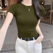 T-shirt slim fit pour femme en tissu recyclé, texture côtelée, élégant, pour le bureau, professionnel, confortable. - Product Image 2
