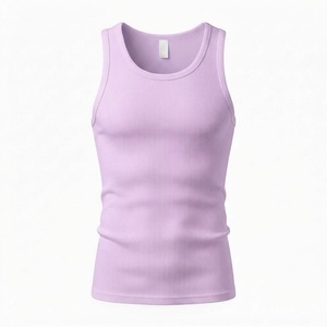 Débardeur côtelé uni personnalisé pour homme – Vente en gros OEM – Coton ajusté pour la gym, l'entraînement musculaire, l'athlétisme, décontracté – Maillot de corps blanc - Product Image 3