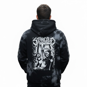Sudadera con Capucha Personalizada con Estampado Gráfico Gótico Tie Dye, Diseño de Calavera de Dibujos Animados, Estilo Urbano, Oversize, 100% Algodón Felpa, Sudadera Moderna - Product Image 6