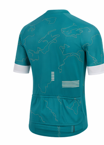 Maillot de Ciclismo de Manga Corta para Hombre, Color Verde Azulado con Estampado de Mapa, Transpirable, con Cierre Frontal, Diseño Deportivo, para Verano - Product Image 6