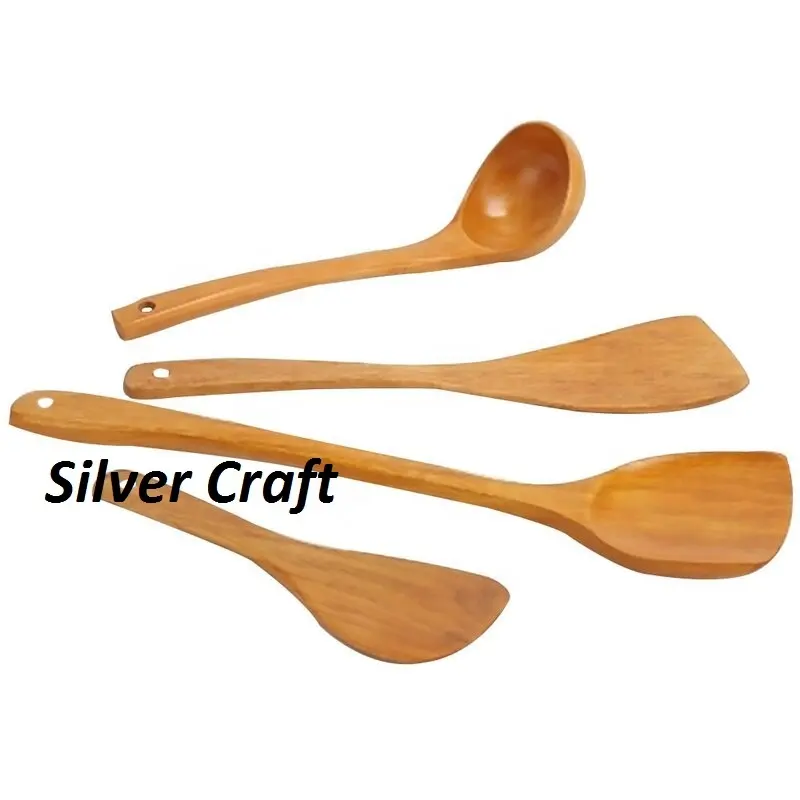 Cucchiaio da cucina per utensili da cucina in legno di Acacia più venduto cucchiaio da cucina in legno massello dall'india di Silver Craft