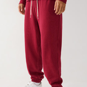 Men's Red Fleece Sweatpants Elastic Waist <b>Drawstring</b> Casual Joggers With Side Pockets Autumn Wear - Product Image 3