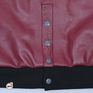 Blousons Bomber Homme en Cuir Véritable Rouge, Col Rond, Broderie Logo Taureau, Tenue Décontractée Automne-Printemps, Imperméable et Respirant - Product Image 6