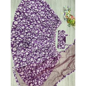 Hermoso Lehenga Choli de Diseñador con Estampado Digital para Ropa India y Pakistaní - Product Image 5