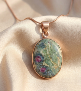Large Natural <b>Ruby</b> Fuchsite Pendant 925 Sterling Silver Handmade Gemstone Jewelry Rose Gold Yellow Gold Plated Statement Pendant - Product Image 6