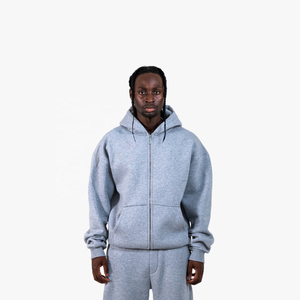 Survêtement surdimensionné à capuche et à fermeture éclair pour hommes, ensemble de pantalons de survêtement XL, survêtement en polaire imprimé personnalisé de grande taille avec logo pour l'hiver - Product Image 6