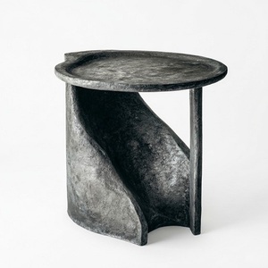 Indian Design Contemporary Metal <b>Side</b> <b>Table</b> With Hammered Finish <b>Round</b> Top And Circular Base For Living Room - Product Image 5