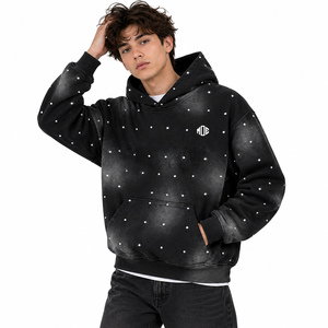 Sweat-shirt noir tendance avec logo personnalisé, pull en molleton gris coupe oversize, épaules tombantes, 100% coton 400g, crop, vente en gros, sweats à capuche USA - Product Image 6