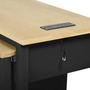 Isola da Cucina K K da 47 Pollici con Tavolo da Pranzo Estensibile, Impiallacciatura in Legno di Gomma e Ripiano Interno con Funzionalità di Stoccaggio - Product Image 6