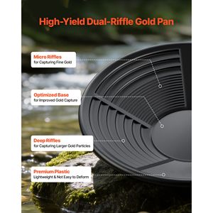 Kit de Prospección de Oro con Bandejas de 10 y 14 Pulgadas, Equipo Portátil de 19 Piezas con Clasificador, Tamices, Imán para Arena y Pico para Rocas - Product Image 3