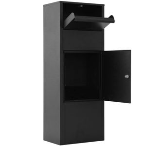 Large Heavy-Duty Black Mail Drop <b>Box</b> for Package Delivery 10.5\" X 15.5\" X 41.30\" with <b>Lockable</b> <b>Storage</b> Compartment - Product Image 3