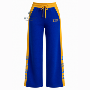 Conjunto Deportivo Sigma Gamma Rho para Mujer, Top Corto con Cuello Alto y Bloques de Color, Pantalones Holgados con Cordón, Ropa Deportiva para Hermandad - Product Image 4