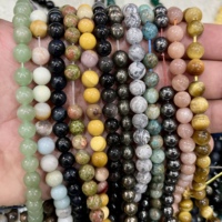 Vente en gros de perles de pierres semi-précieuses naturelles de 8 mm, brin de 44 à 47 perles, perles en cristal sculptées écologiques pour bracelets et bijoux