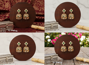 Pendientes Festivos con Acabado Antiguo para la Recepción de Haldi y Mehendi, Pendientes Elegantes para Bodas con un Look de Novia Impresionante - Product Image 6