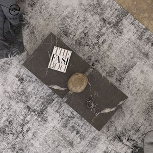 Modern Minimalist Coffee <b>Table</b> with <b>Stone</b> <b>Top</b> and Metal Frame for Living Room Furniture - Product Image 5