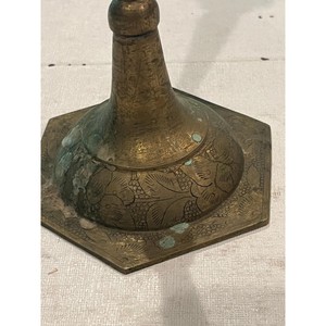 Decorative Metal Candle <b>Holder</b> for Home Table Centerpiece Brass <b>Candlestick</b> <b>Holder</b> Hexagonal Base Vintage Style - Product Image 4