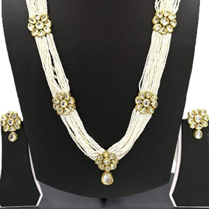 Indian Stylish Layered Pearl Rani Haar Long Kundan Necklace Zircon Alloy Jewellery Set Wedding Engagement Party <b>Gift</b> Hiphop Gold - Product Image 4
